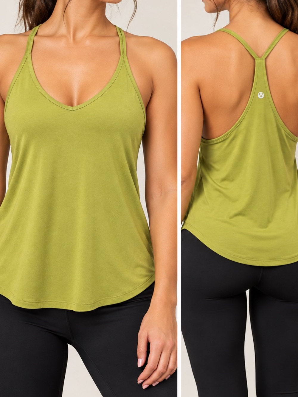 Lululemon Athletica Women’s Modal Yoga Green Strappy Tank Top size 2